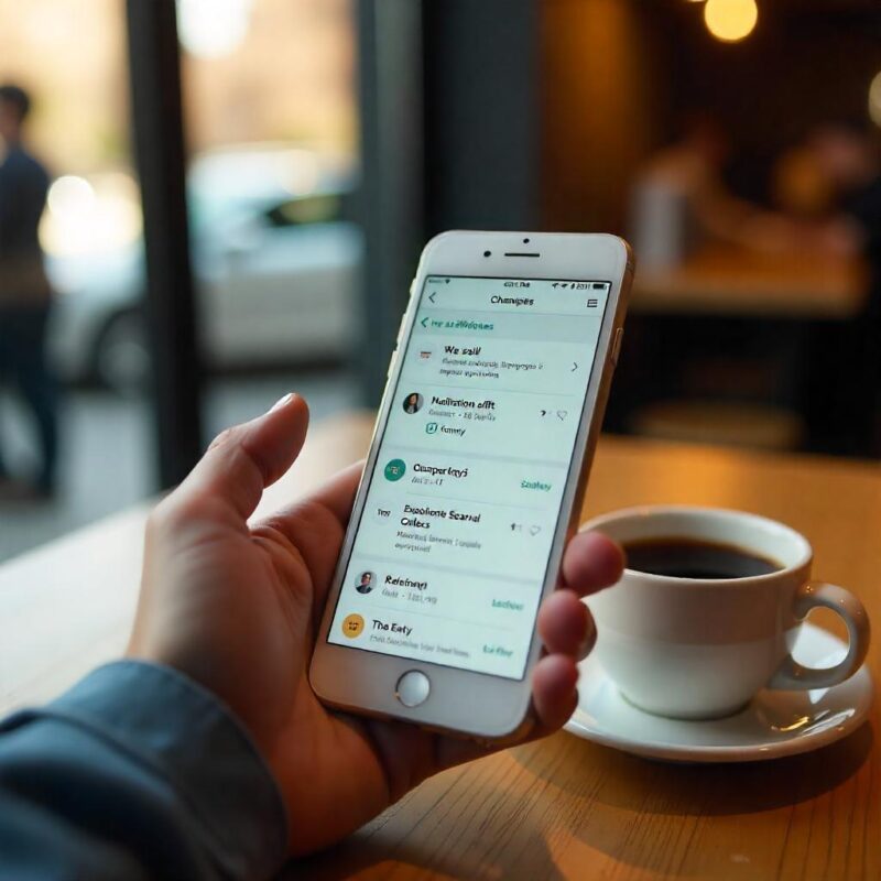 A clean and modern interface of the Starbucks Teamworks app displayed on a smartphone screen, showing shift schedules and employee notifications.